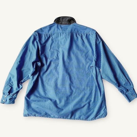 Vintage Haberdashers Pinstripe Shirt Buttoned Down Blue Cotton XXL Switzerland - Picture 10 of 12